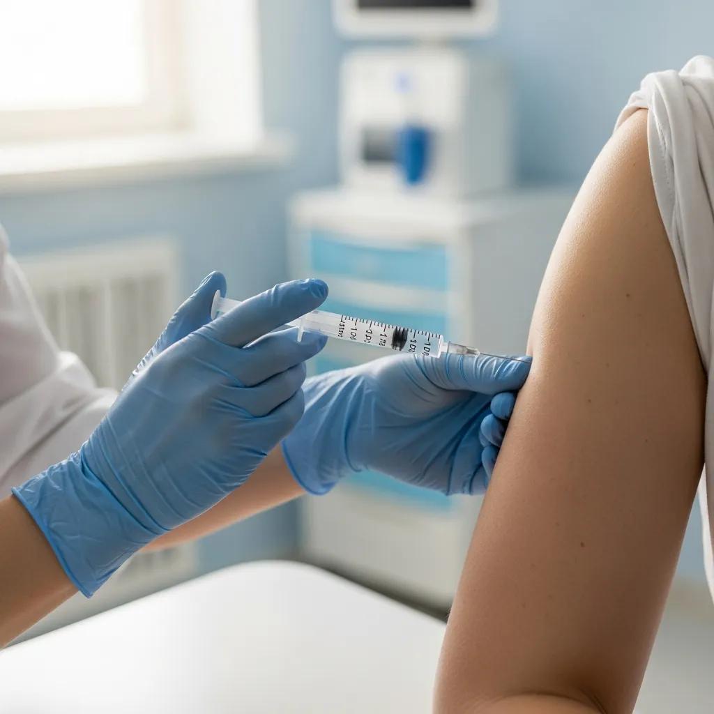 Clinician administering a GLP-1 injection in a clinic setting