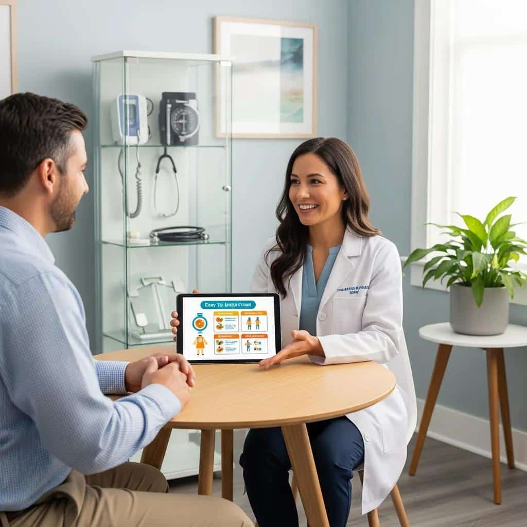 Patient receiving personalized medical care for weight loss in clinic